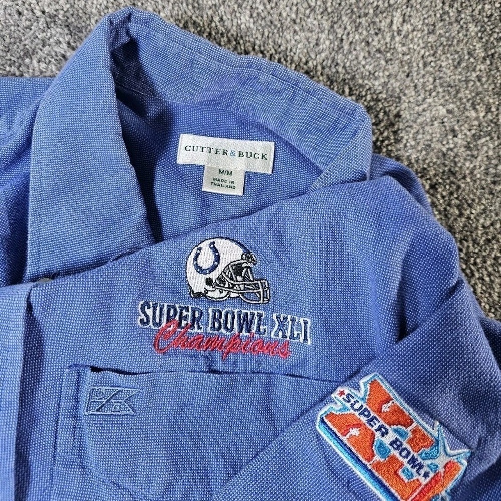 Indianapolis Colts Super Bowl XLI Button Down Mens M Blue Shirt‎ Cutter & Buck